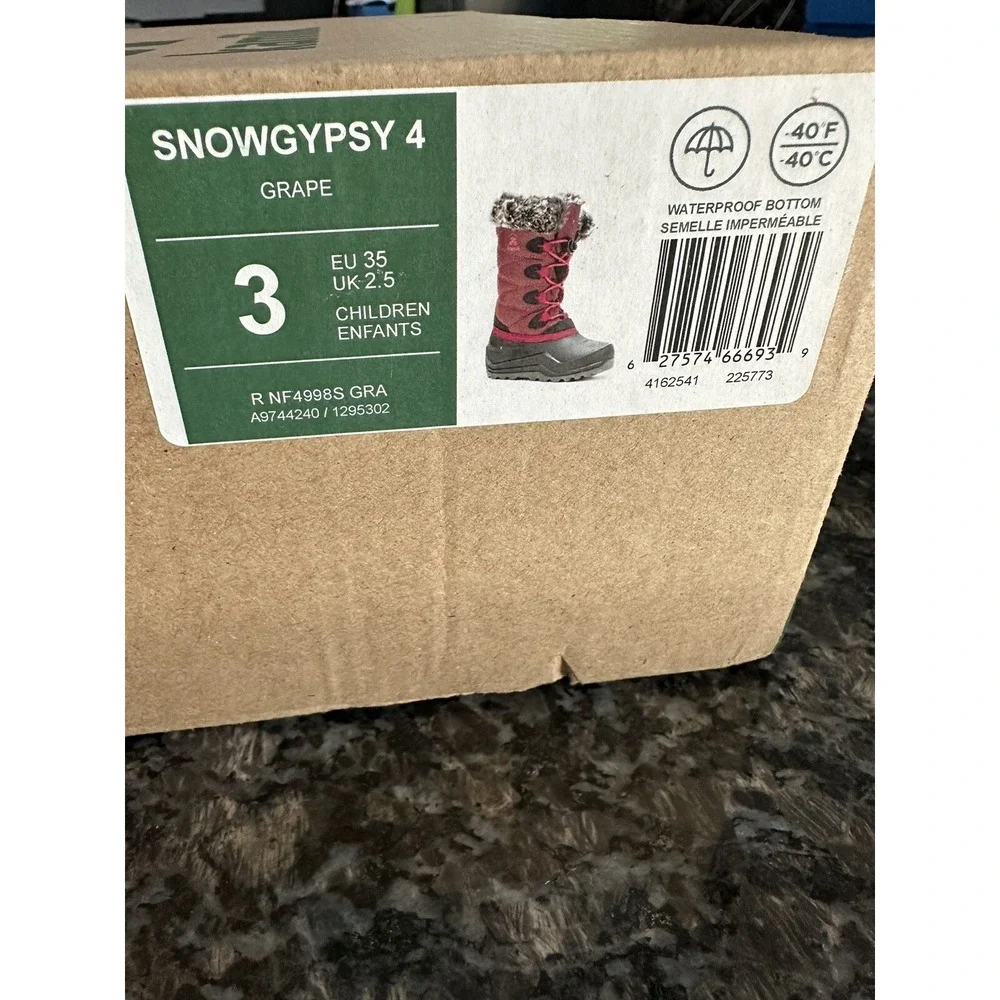 Kamik Kids' Snowgypsy 4 Winter Boot.‎ Purple Black. NWB. Size 3
